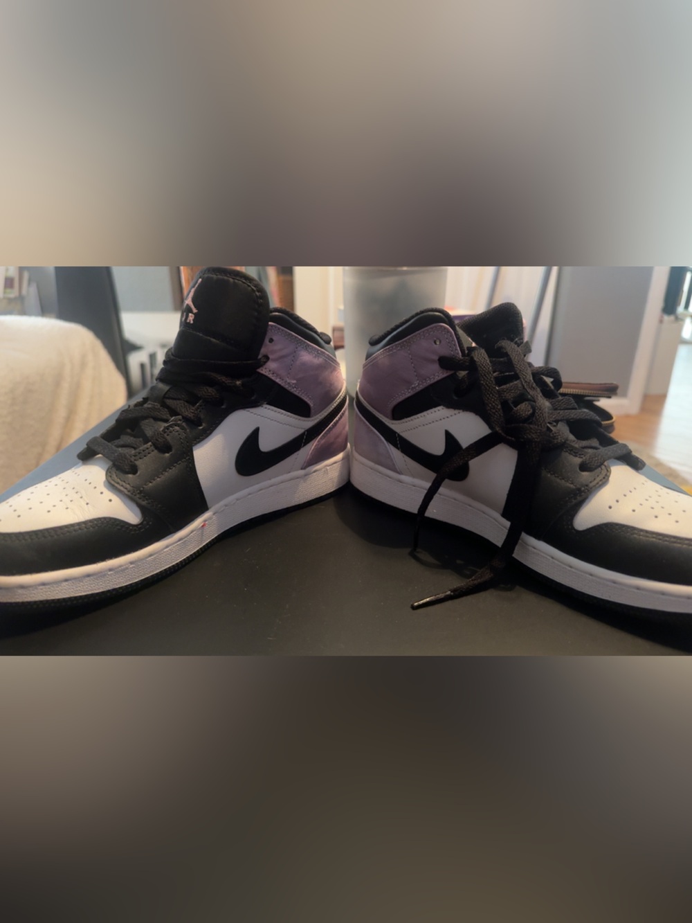 Nike Kids High Top Sneakers in Black, White & Purple